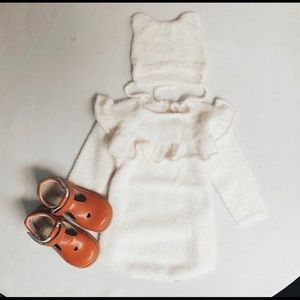 Knit romper and hat set